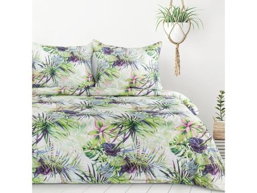 Obliečky na posteľ z mikrovlákna - Rommy s motívom exotických rastlín, prikrývka 160 x 200 cm + 2x vankúš 70 x 80 cm